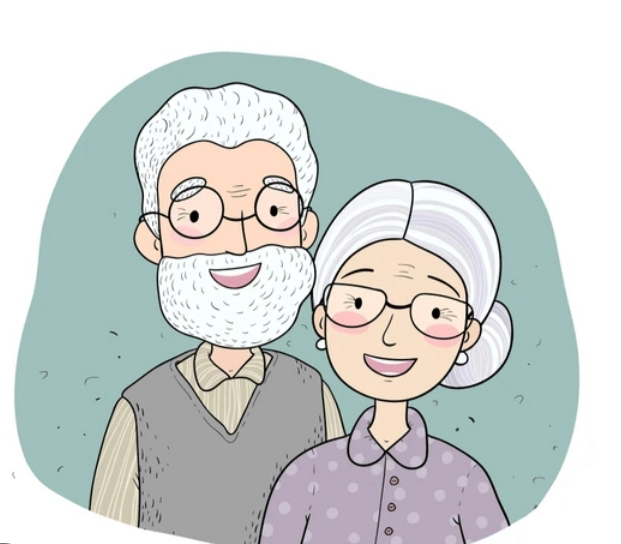 Ilustración de adultos mayores